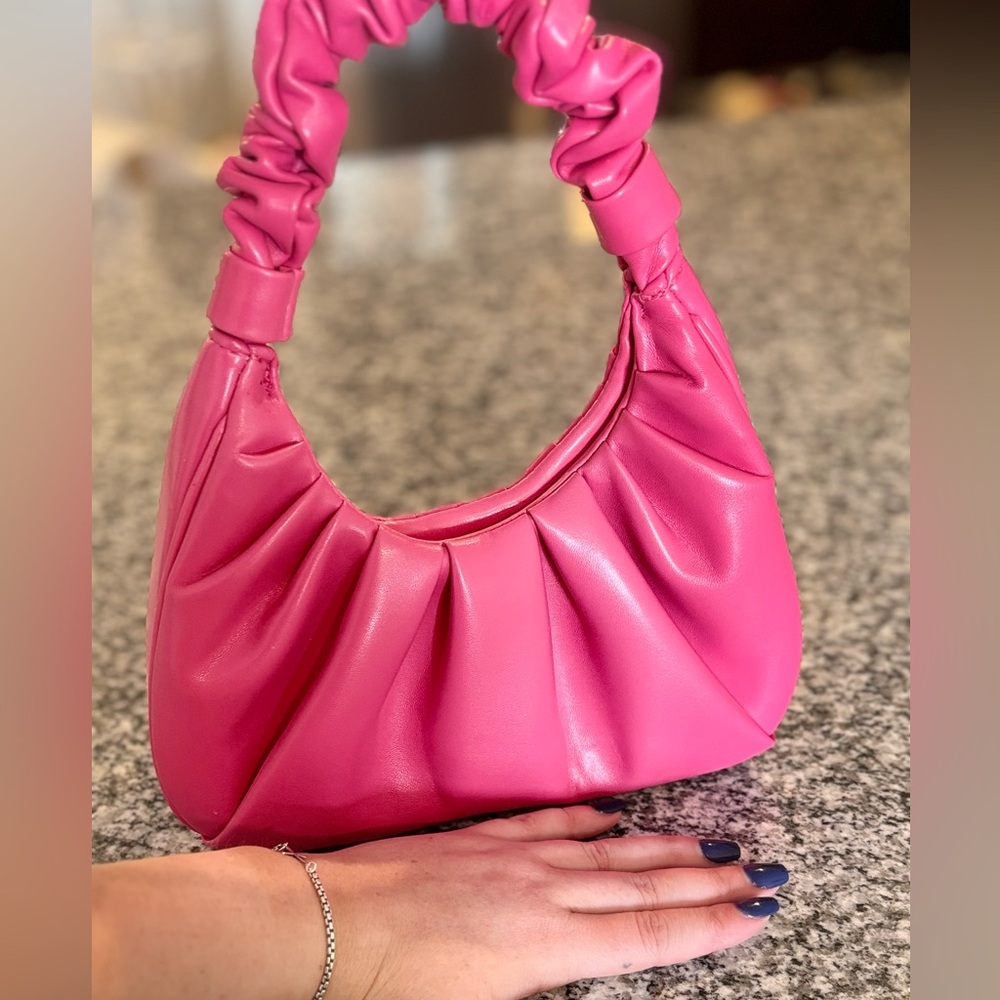 Mini Pink Ruched Handle Shoulder Bag - Picture 3 of 4